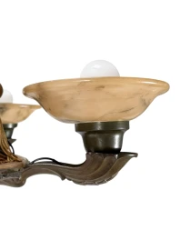 French Art Deco Alabaster Chandelier, 1930s